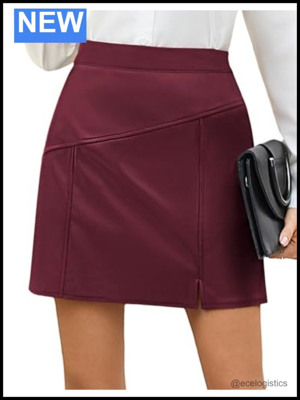 Faux Leather High Waist Skort with Pockets Mini Skirt